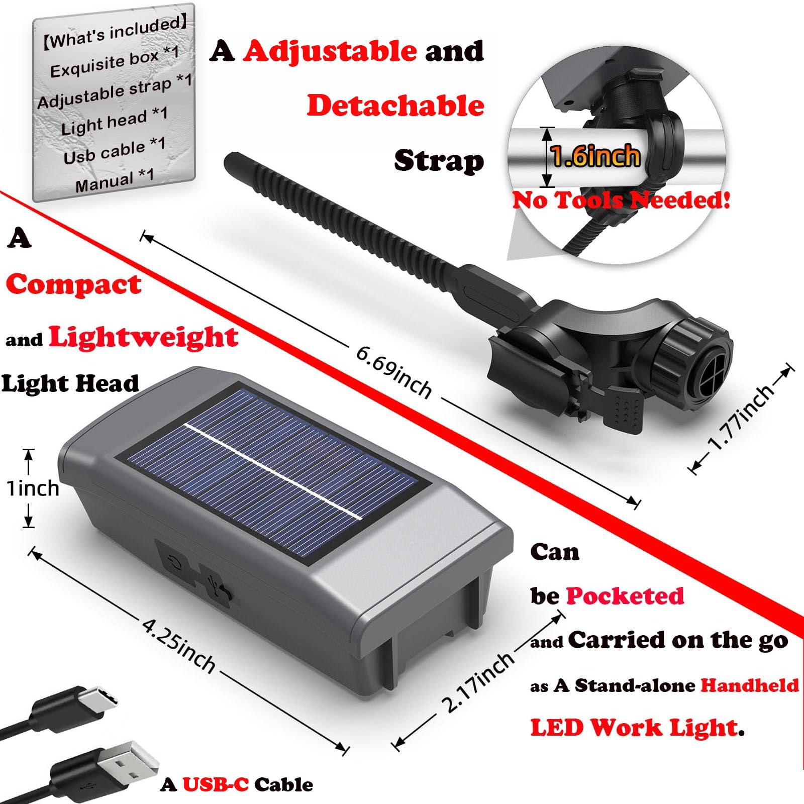 Bolycen grill light with 360-degree adjustable head directs light where needed.