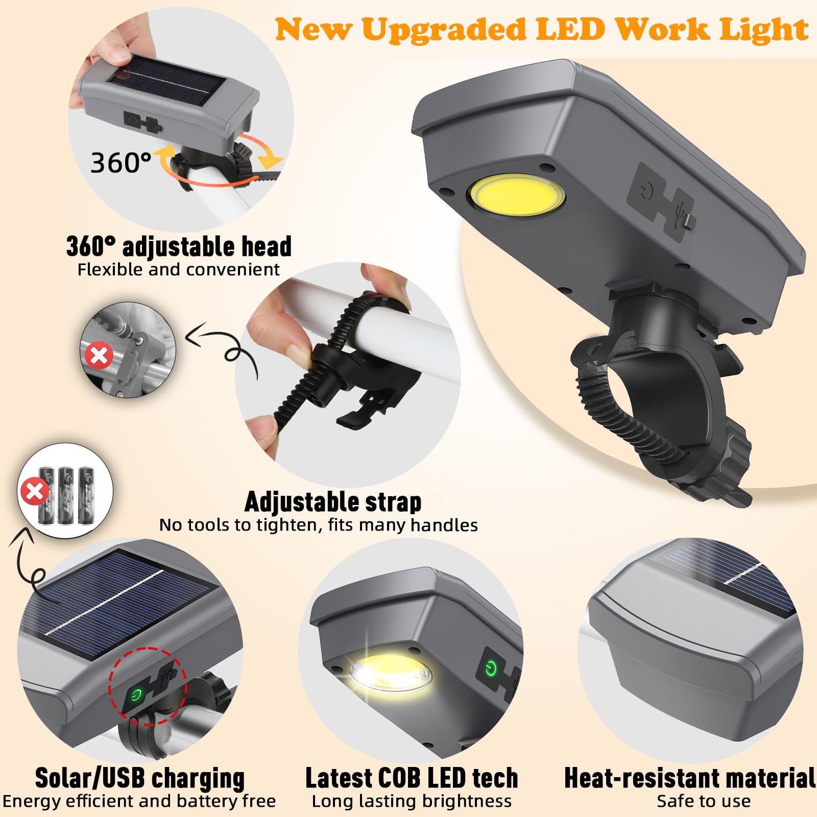 Bolycen grill light kit includes box, strap, light head, USB cable, and manual.