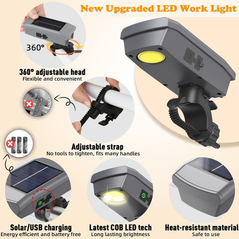 Bolycen grill light kit includes box, strap, light head, USB cable, and manual.