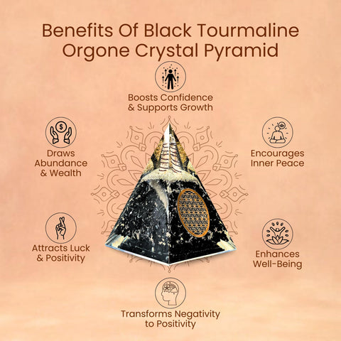 Bombay Crystals Export Orgone Black Tourmaline Pyramid meditation-setup supports focused practice.