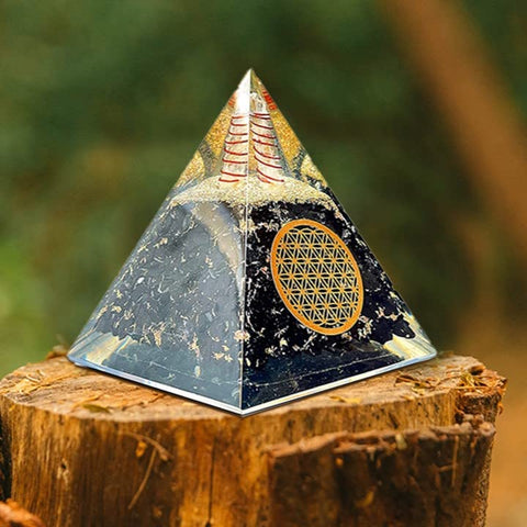 Bombay Crystals Export Orgone Black Tourmaline Pyramid with copper coil adds artisanal charm and energy.
