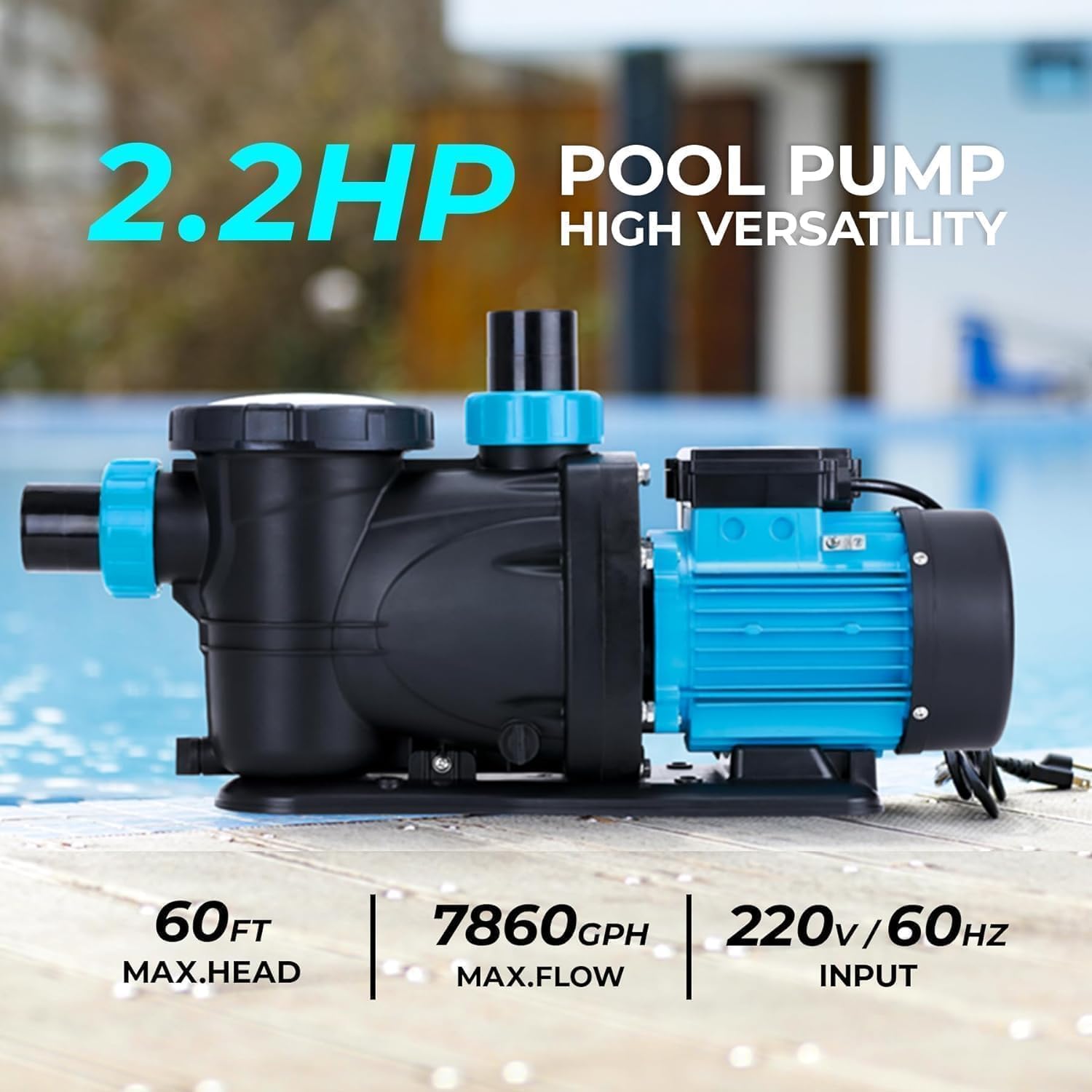 BOMGIE pool pump side view highlighting durable exterior and mounting