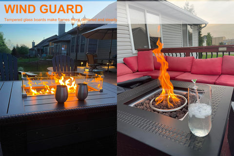 BOMINICA rectangular glass barrier shields flame from gusts