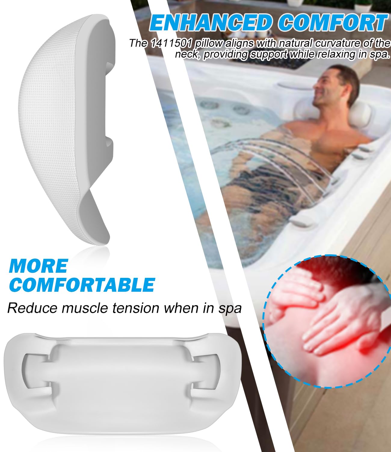 Bonbo 77228 spa pillow durable polyurethane construction for long-lasting use.
