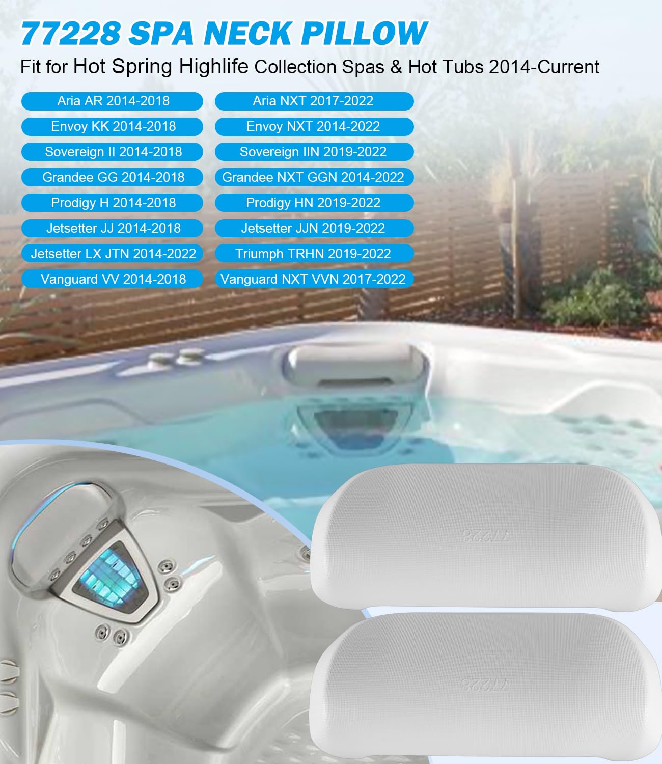 Bonbo 77228 spa headrest ergonomic arc supports neck during soaks.