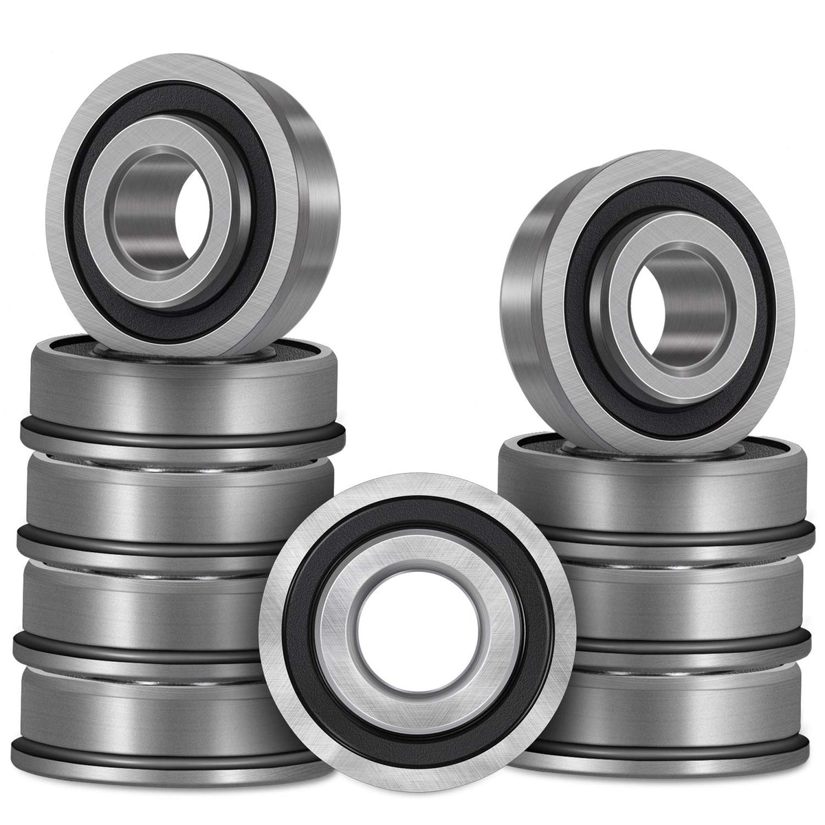Bonbo flanged ball bearing exterior view demonstrates durable fit for lawn mowers and carts.