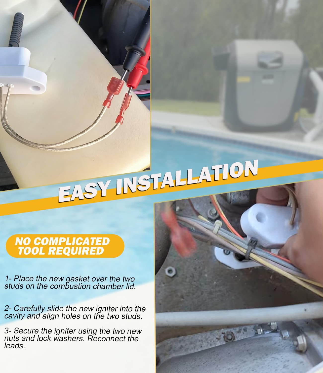 Bonbo R0457502 ignition electrode demonstrates dependable start-up for pool and spa heaters.