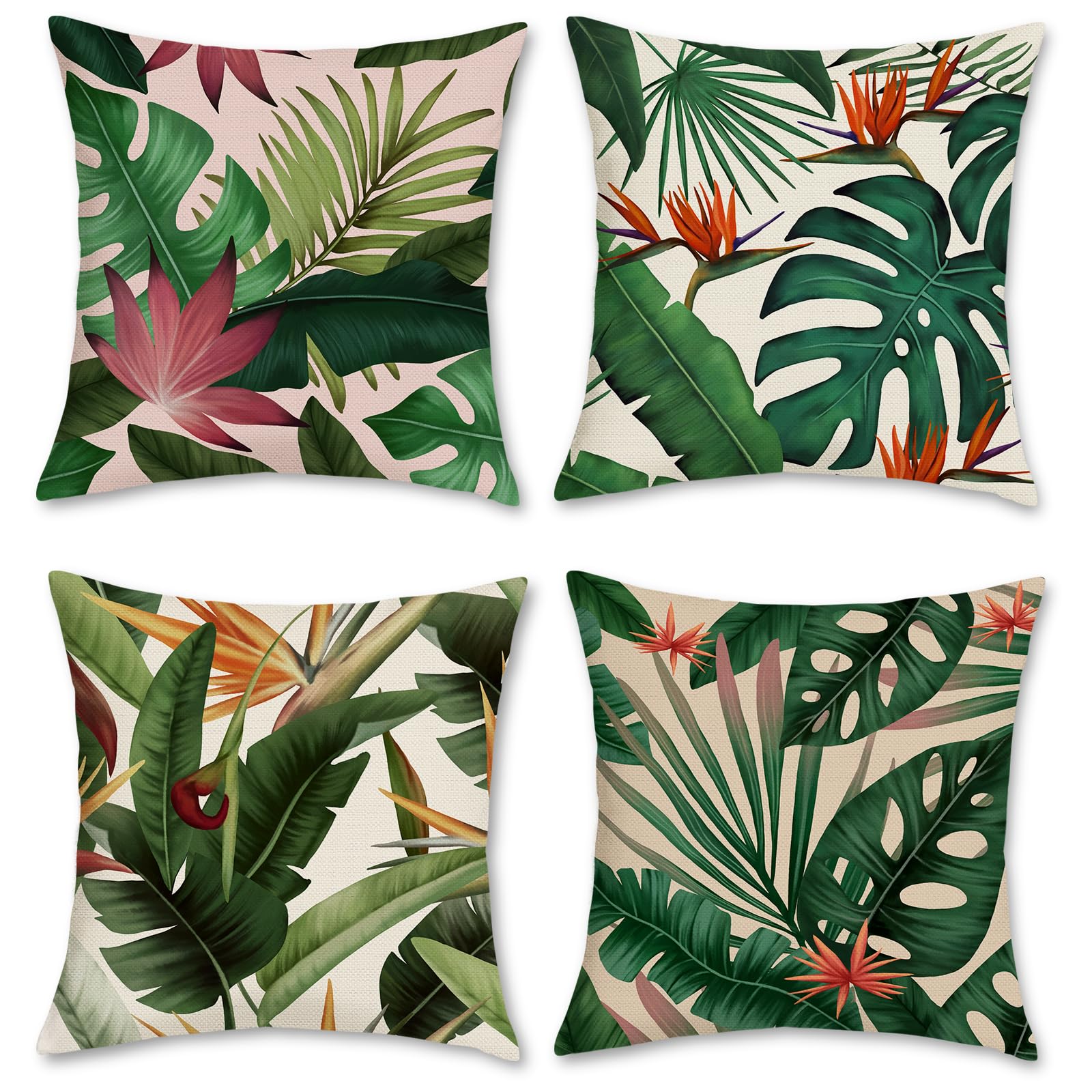 Bonhause tropical leaves pillow cover with palm leaf design enhances outdoor and indoor decor