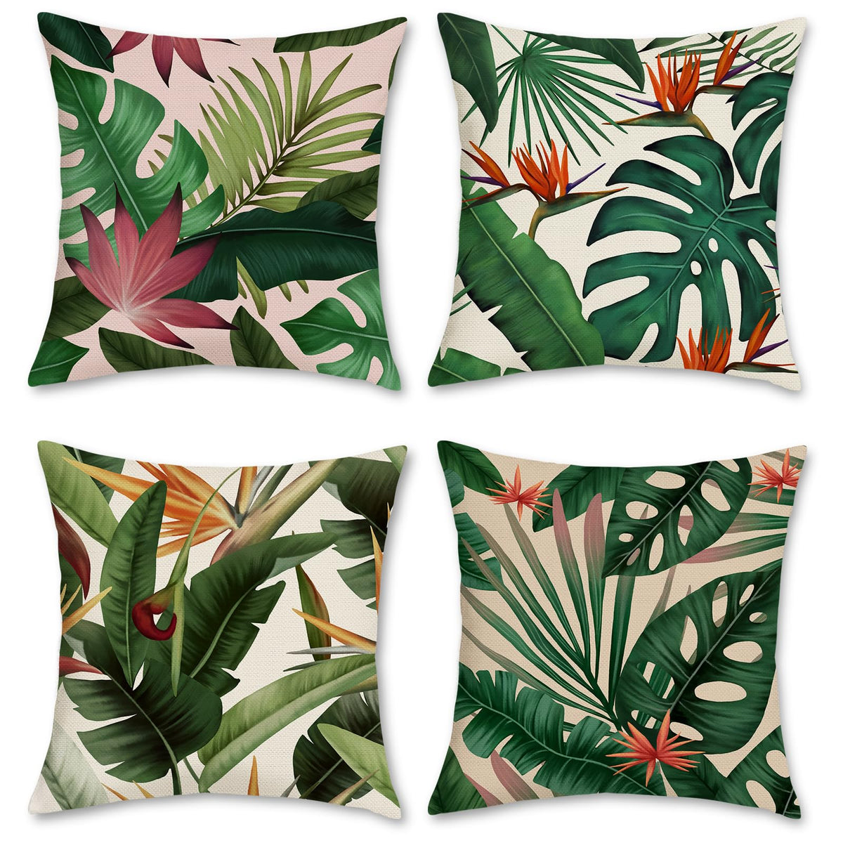 Bonhause tropical leaves pillow cover with palm leaf design enhances outdoor and indoor decor