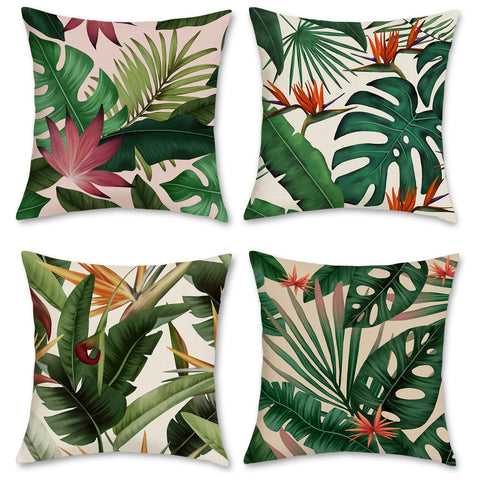 Bonhause tropical leaves pillow cover with palm leaf design enhances outdoor and indoor decor