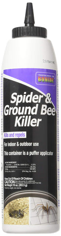 Bonide 363 spider and ground bee killer bottle targets indoor pest control.