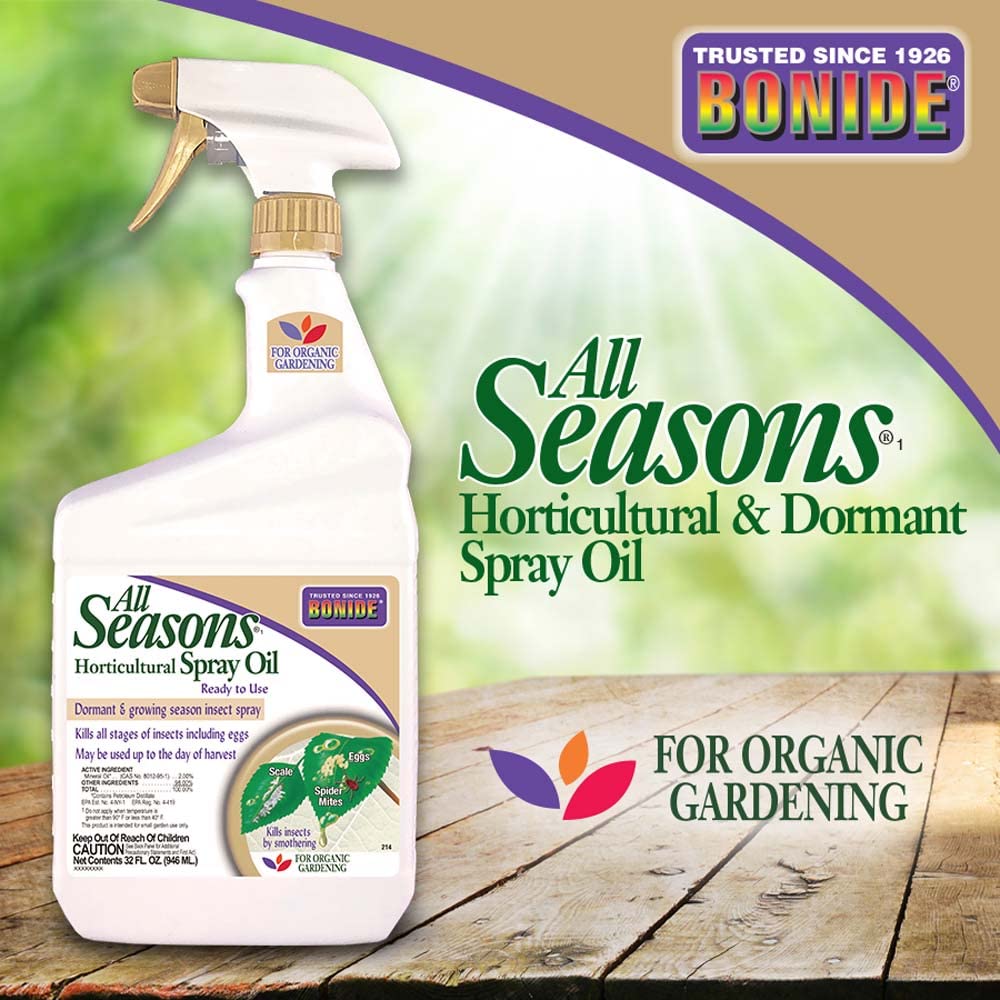 Bonide All Seasons dormant application on trees aids winter pest control.
