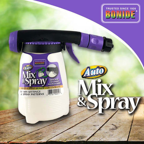 Bonide Auto Mix & Spray dilution settings provide precise mixing for garden concentrates.