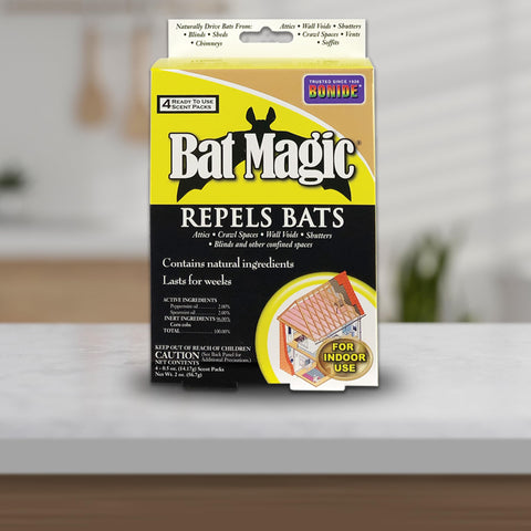 Bonide Bat Magic small pouch for placement in tight spots.