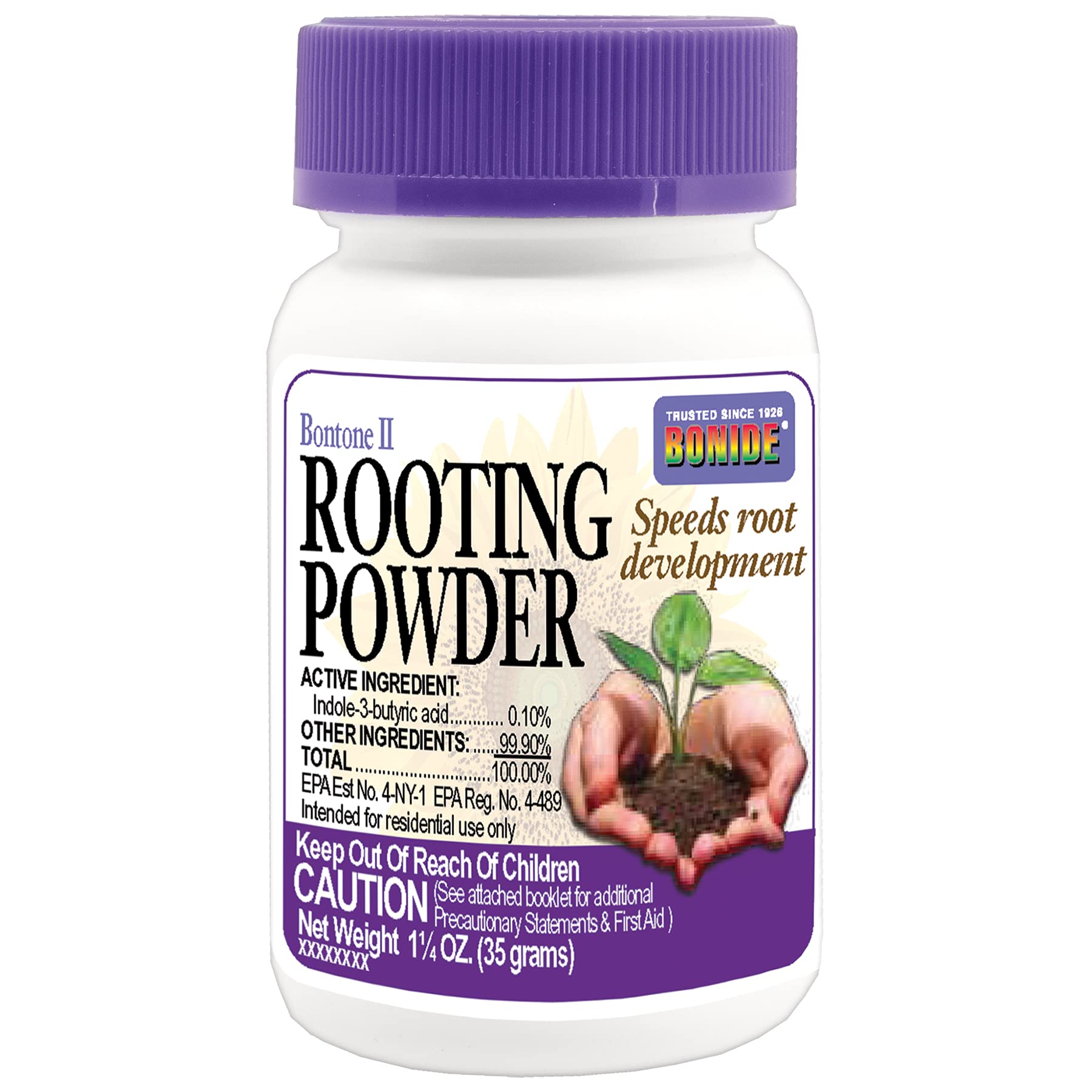 Bonide Bontone II rooting powder bottle for cuttings and dip application