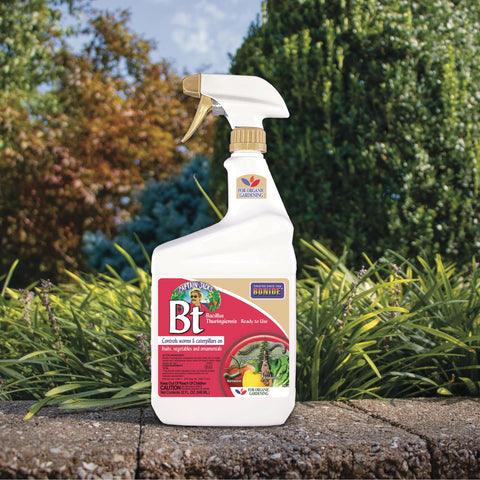 Bonide Captain Jack's Bt contains active bacteria for selective control.