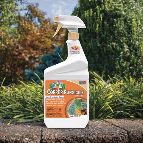 Captain Jack's Copper Fungicide used in an organic home garden setting.