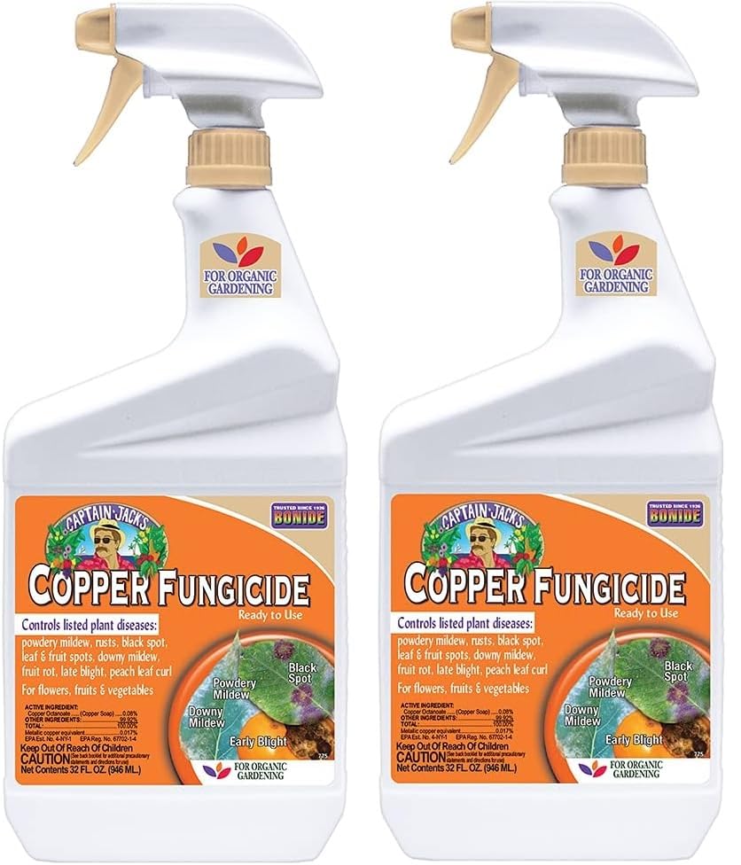 Bonide Captain Jack's Copper Fungicide RTU bottle in a two-pack, ready for organic disease control
