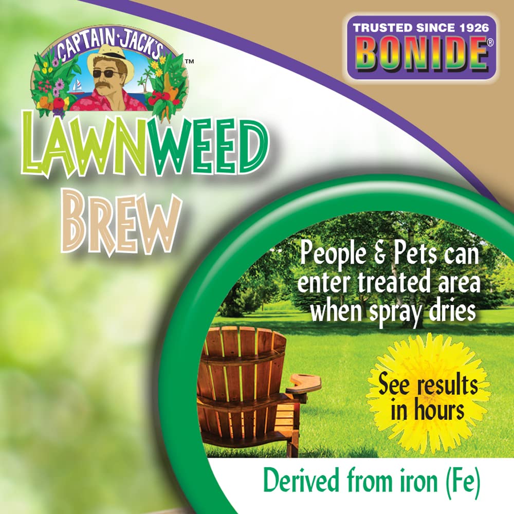 Bonide Captain Jack's Lawnweed Brew product image highlighting ready-to-spray convenience.
