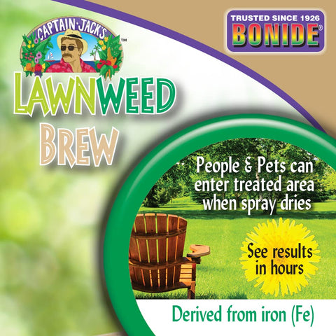 Bonide Captain Jack's Lawnweed Brew product image highlighting ready-to-spray convenience.