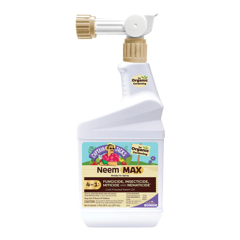 Bonide Captain Jack's Neem Max bottle ready-to-spray for organic garden protection