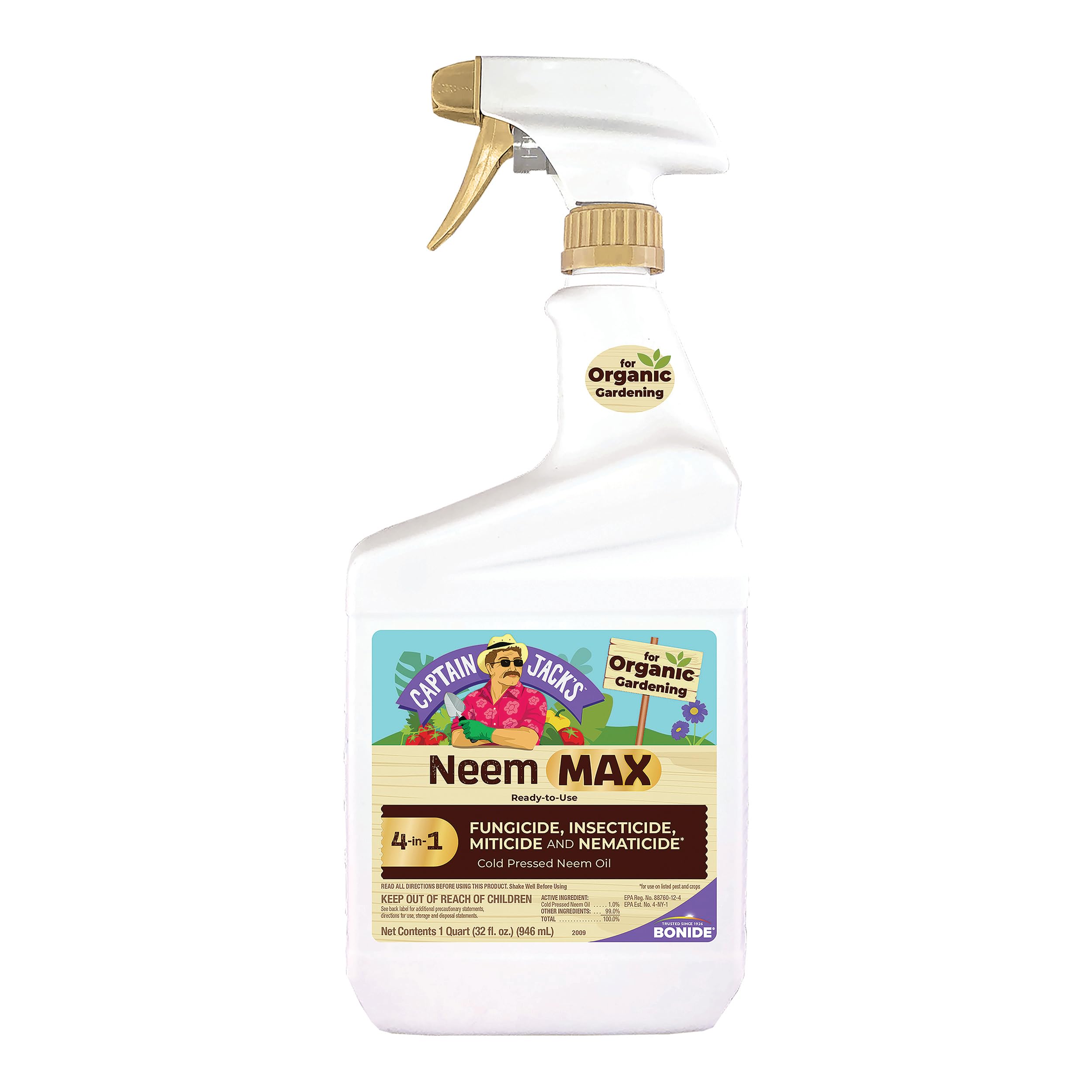 Captain Jack's Neem Max bottle ready-to-use for organic gardening.