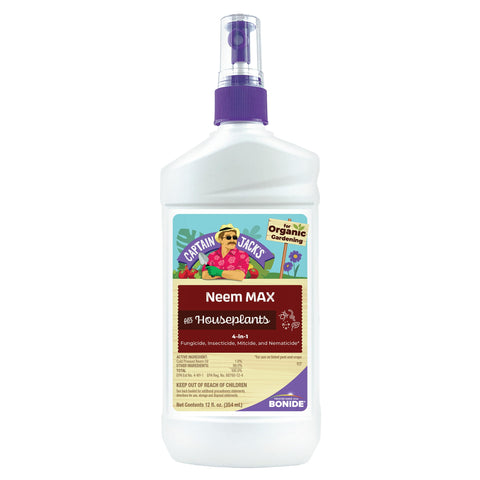 Bonide Captain Jack's Neem Max spray bottle for indoor houseplants aids pest control