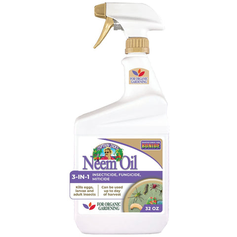 Bonide Captain Jack's Neem Oil bottle with label for organic garden pest control.