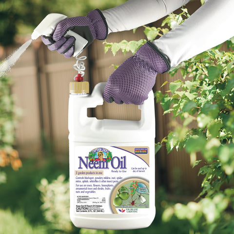 Spray nozzle on Bonide Neem Oil for easy garden application and coverage.