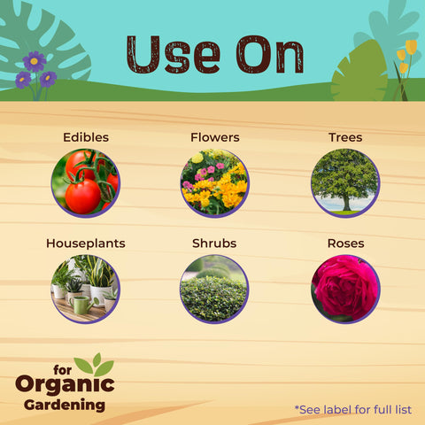Close-up of Rose Rx concentrate label with dilution instructions for organic use.