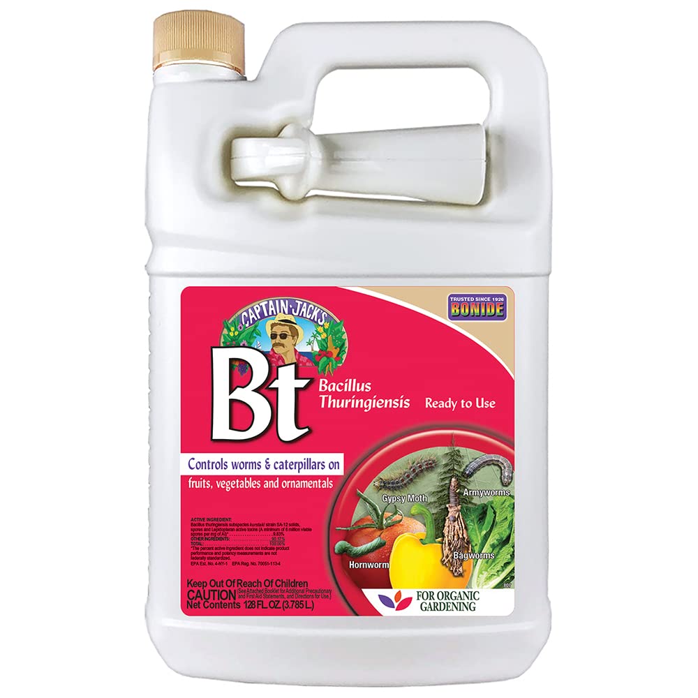 Bonide Captain Jack's Thuricide BT spray bottle ready-to-use for garden pest control in your home garden.