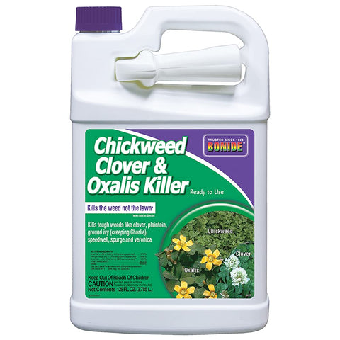 Bonide Chickweed, Clover & Oxalis Killer spray bottle ready-to-use for lawns.