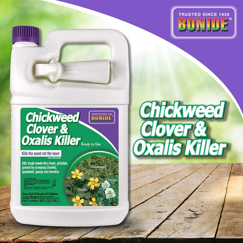 Bonide turf weed control applied on lawn with systemic action.
