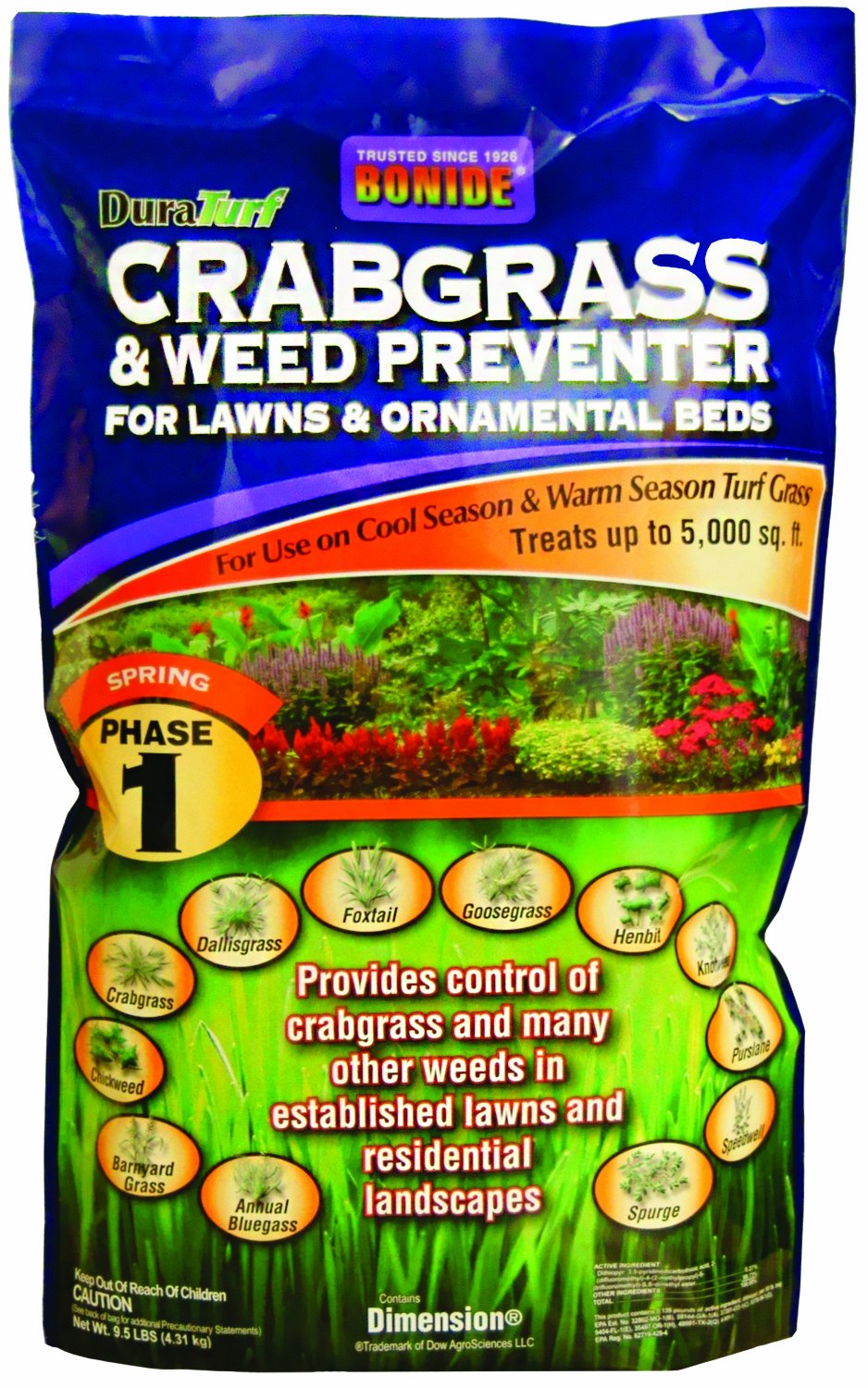Bonide Crabgrass Preventer bag for lawn application, protecting turf from seasonal weeds.