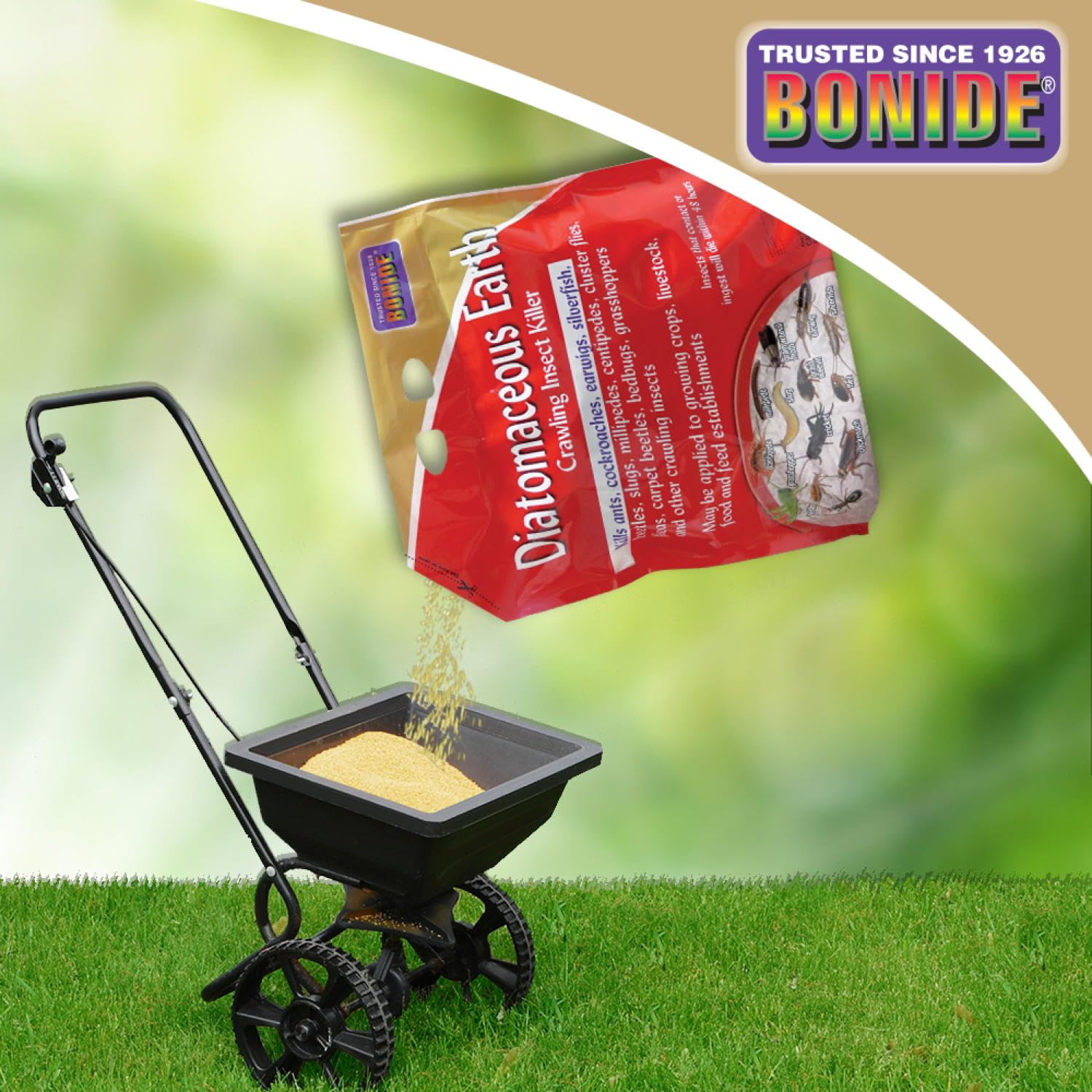 Bonide Diatomaceous Earth safe option for crops while animals are present when used per label.