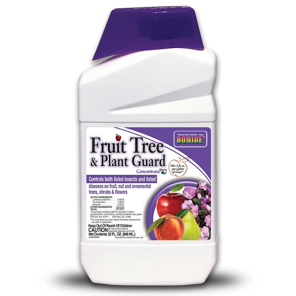 Bonide Fruit Tree & Plant Guard bottle front showing ready-to-mix concentrate for garden protection.