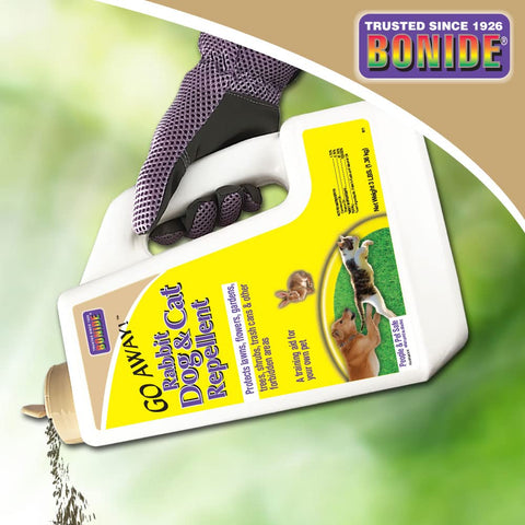 Bonide Go Away! biodegradable formula safe around people and pets when used as directed.