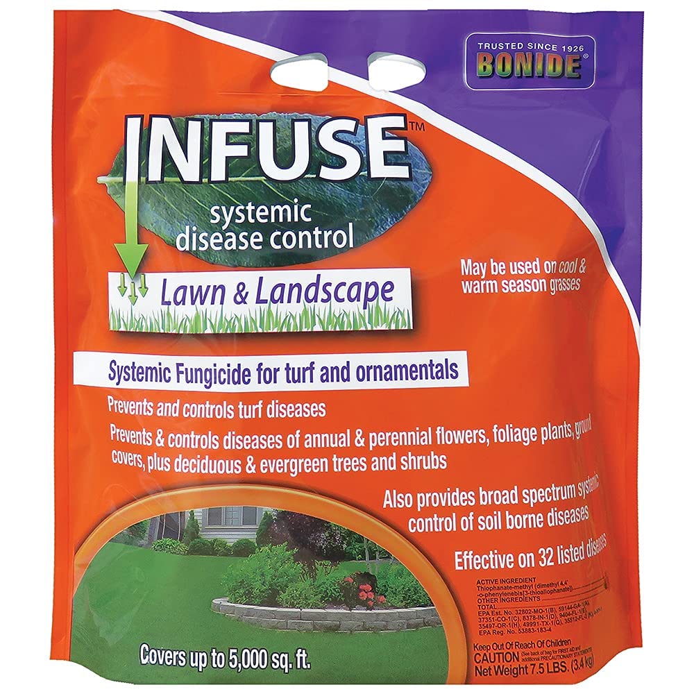 Bonide Infuse disease control granules in bottle ready for lawn protection