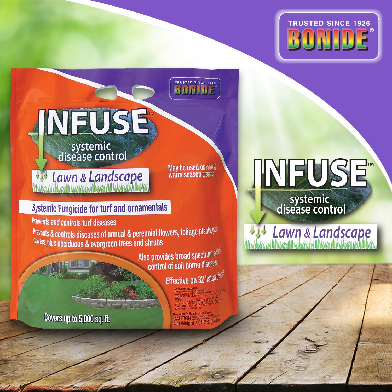 Bonide Infuse safeguarding flowering beds and ornamentals with broad control