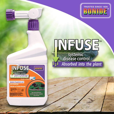 Trees and shrubs benefiting from Bonide Infuse systemic disease protection.