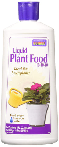 Bonide Liquid Plant Food 10-10-10 bottle pour supports steady plant nourishment