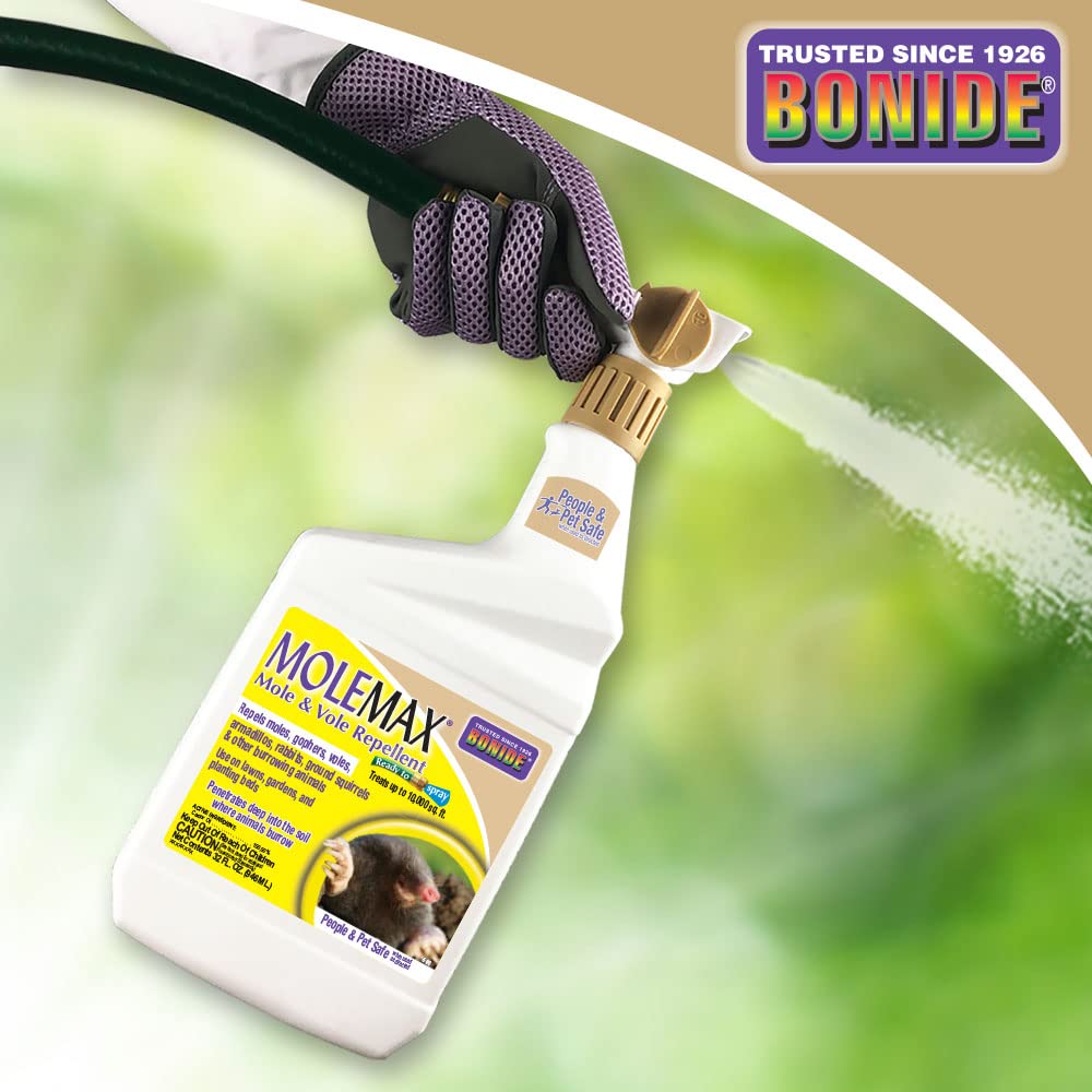 Bonide MOLEMAX coverage reaches up to 10,000 sq ft per quart.