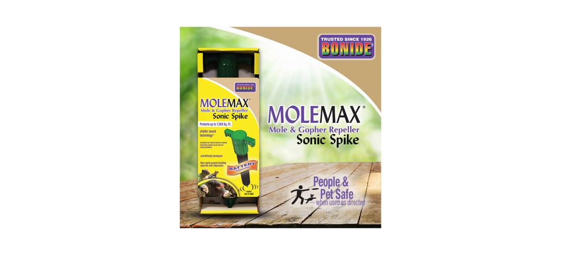 Bonide MoleMax operates both day and night to protect a garden.