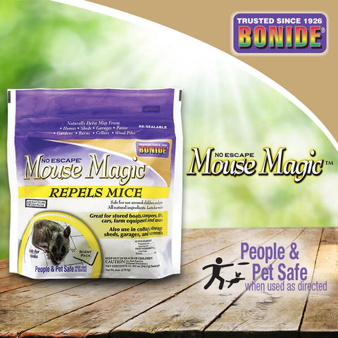 Bonide Mouse Magic scent pack close-up with peppermint and spearmint oils.