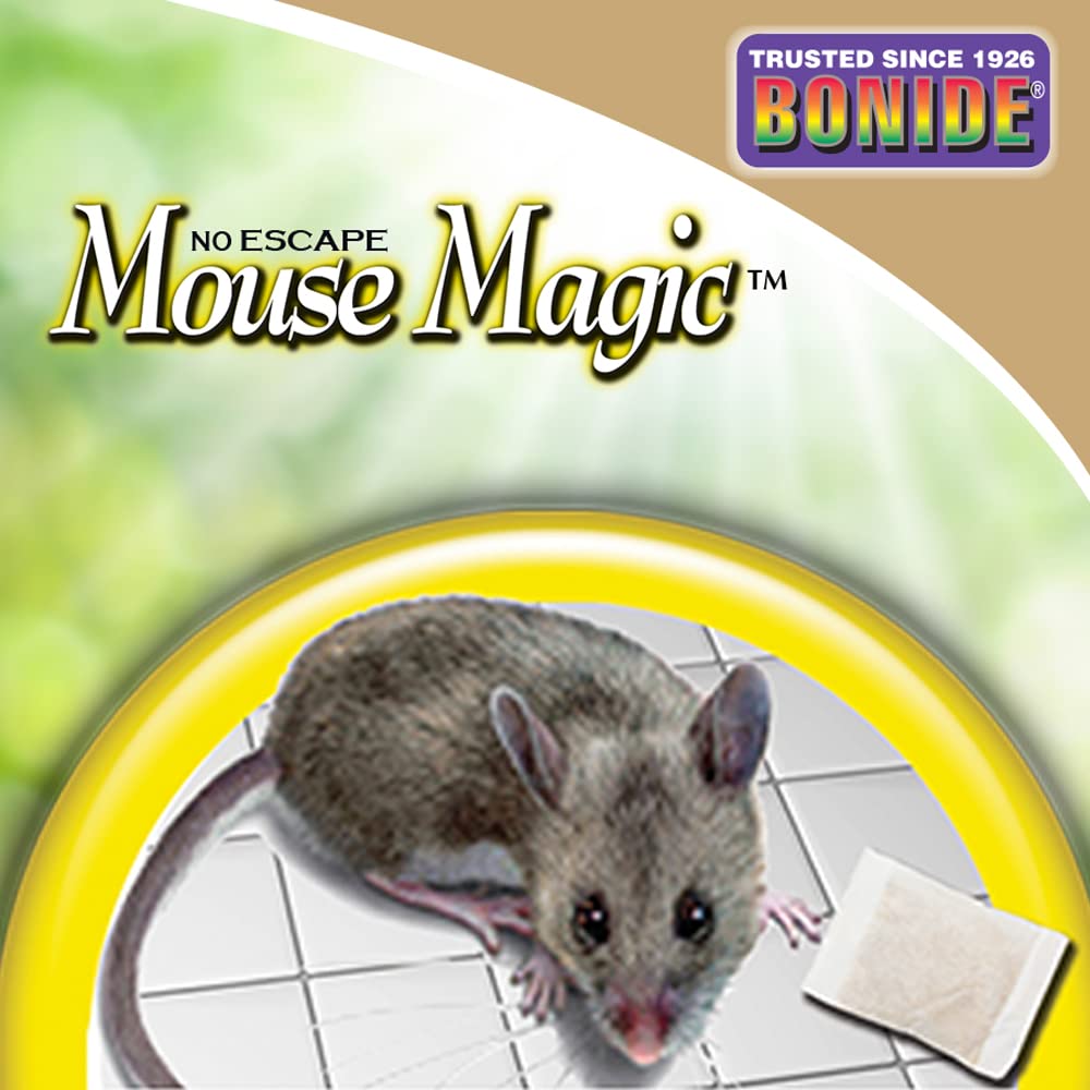 Bonide Mouse Magic scent pack near garage shows versatile placement.