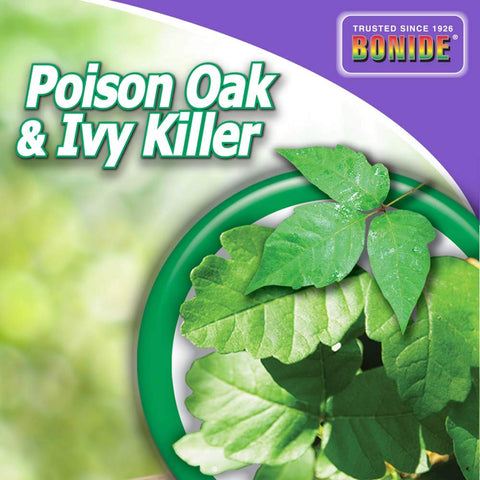 Bonide Poison Oak & Ivy Killer label with guidelines illustrating proper application.