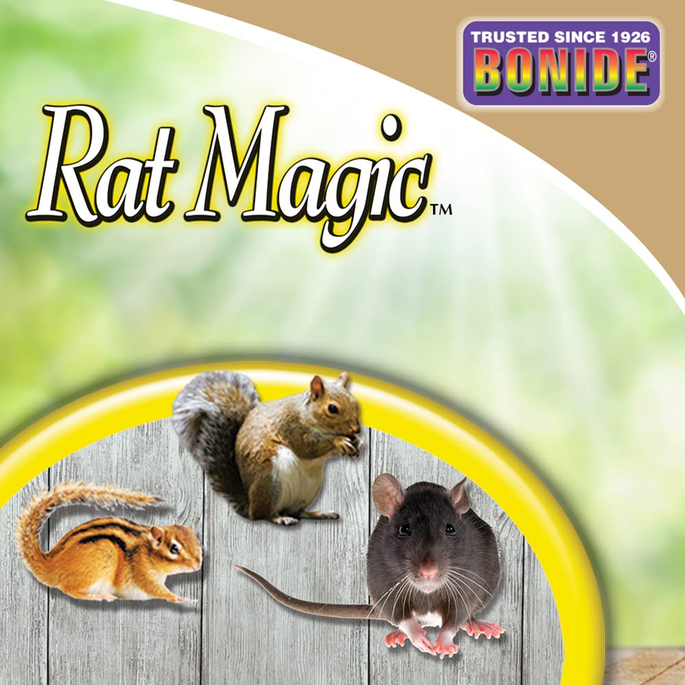 Bonide Rat Magic applied around structures creates a protective rodent perimeter.