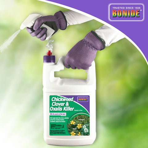 Bonide ready-to-use spray bottle shown for lawn application.