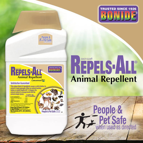 Bonide Repels-All guards garden beds and ornamentals from pests.