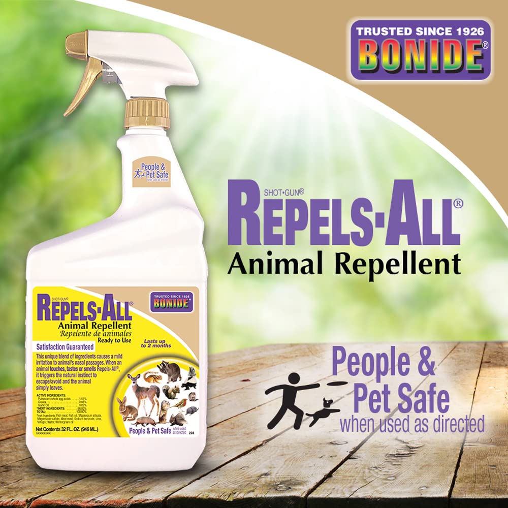 Bonide Repels-All scent deters curious critters without harming plants.
